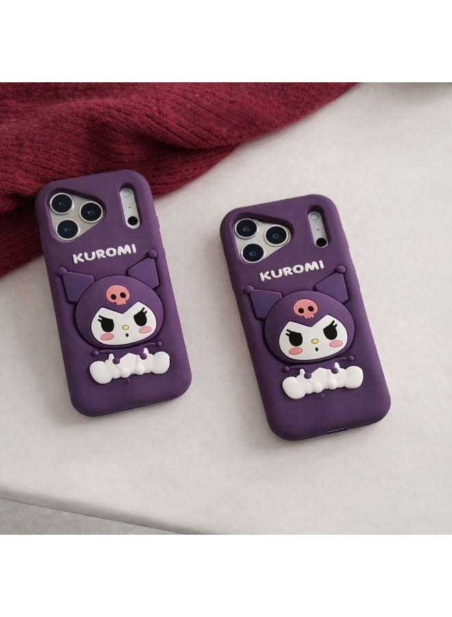 COVERSCART Cute Kuromi 3D Silicone Back Cover for Apple iPhone 17 Pro Max Soft Shockproof Protective Case - Purple - Image 3