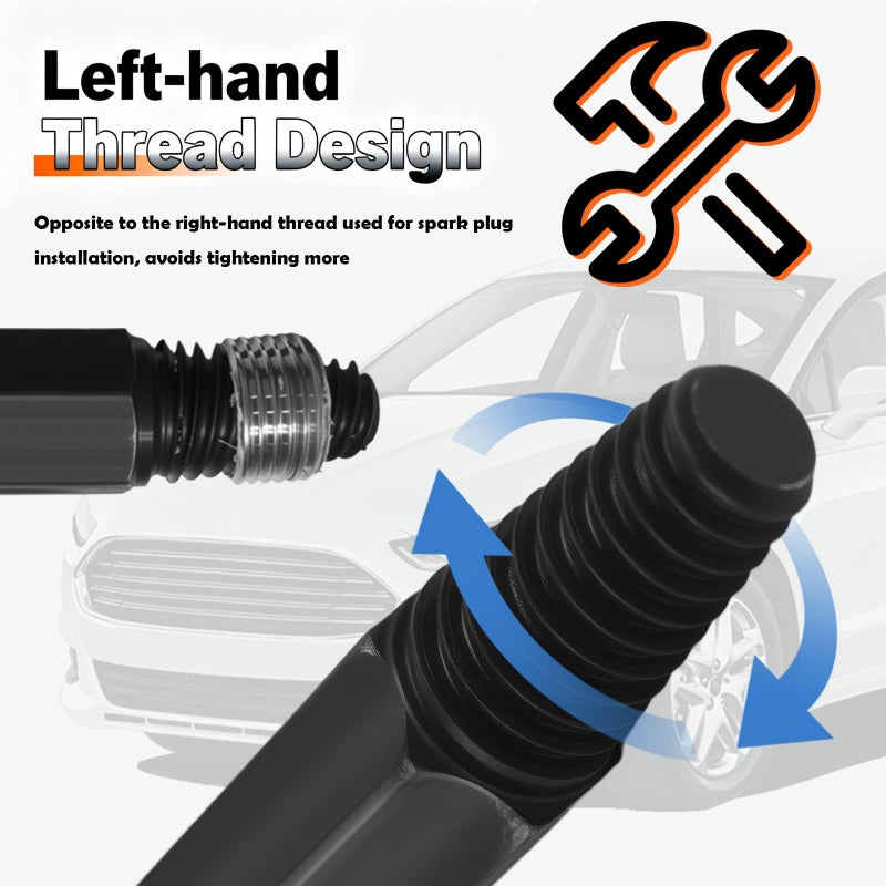 YGDMD Broken Spark Plug Removal Tool with Left-Hand Thread,Broken Spark Plug Extractor Tool with 10mm Hexagonal Structure,Professional Sparks Plugs Extractor Kit Automotive Tools - Image 5