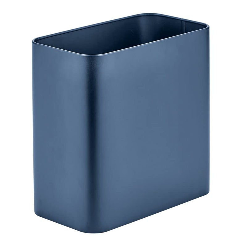 m-design Small Metal 2.4 Gallon/9 Liter Trash Can Wastebasket Garbage Bin for Bathroom, Slim Rubbish Waste Bin Trashcans - Mirri Collection - Navy Blue - Image 1