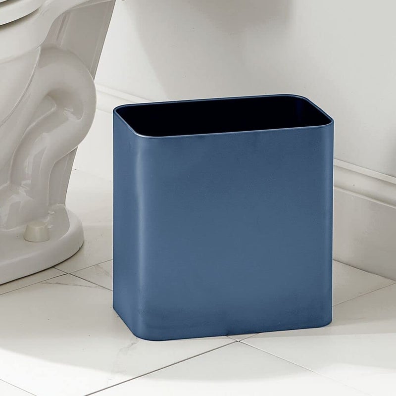 m-design Small Metal 2.4 Gallon/9 Liter Trash Can Wastebasket Garbage Bin for Bathroom, Slim Rubbish Waste Bin Trashcans - Mirri Collection - Navy Blue - Image 2