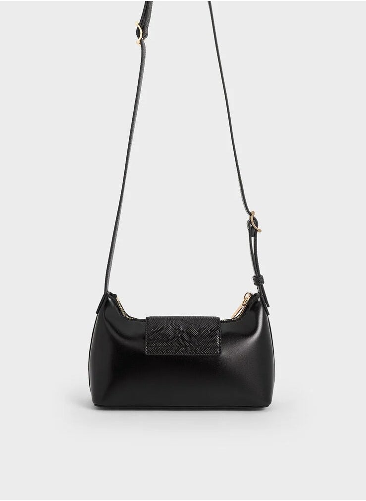 Charles & Keith Arwen Belted Shoulder Bag & Crossbody Bag - Black  - Image 4