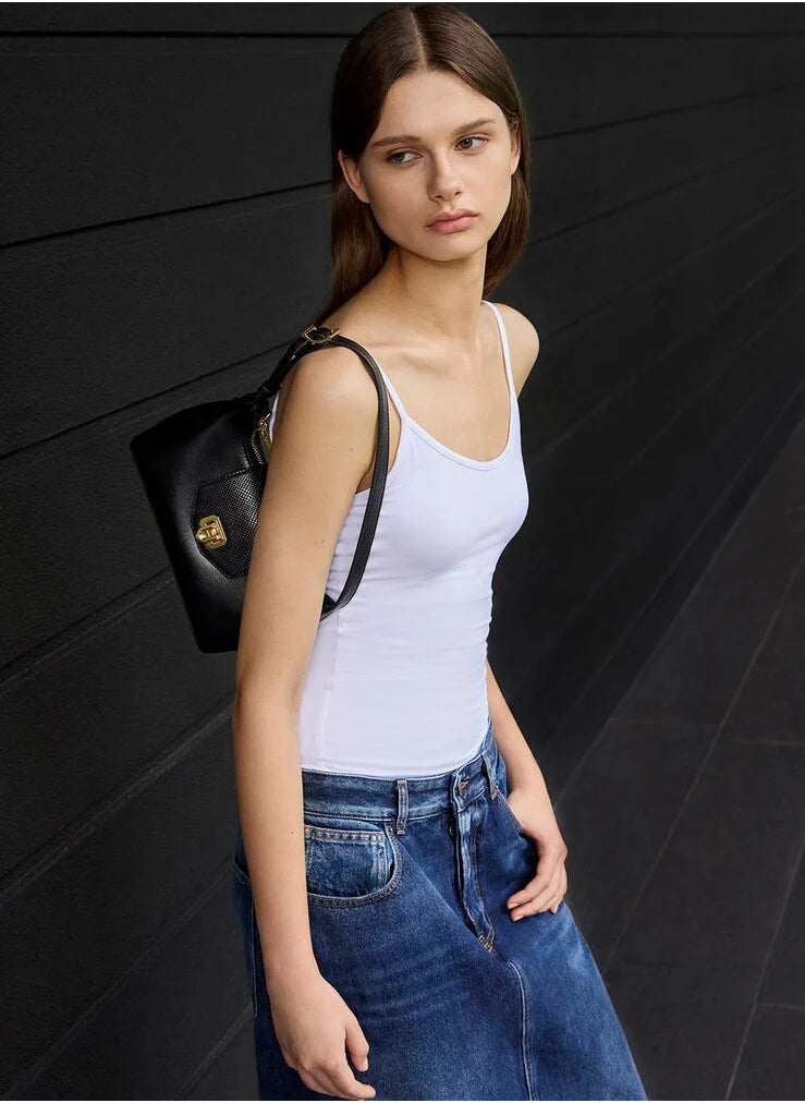 Charles & Keith Arwen Belted Shoulder Bag & Crossbody Bag - Black  - Image 2