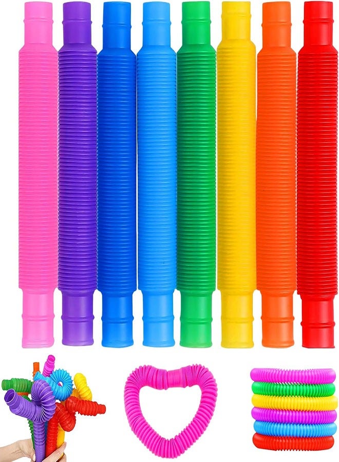 Pop Tubes Sensory Toys, 8 Pcs Autism Sensory Toys, Fine Motor Skills Fidget Pack Toddler Toys, Fidget Toys for Sensory Kids and Kids Learning Toys (Multicolor) - Image 1