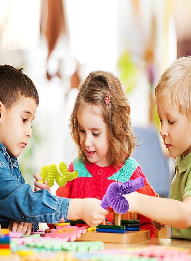 Pop Tubes Sensory Toys, 8 Pcs Autism Sensory Toys, Fine Motor Skills Fidget Pack Toddler Toys, Fidget Toys for Sensory Kids and Kids Learning Toys (Multicolor) - Image 5