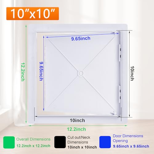 Suteck Plastic Access Panel for Drywall Ceiling 10 x 10 Inch Reinforced Plumbing Wall Access Doors Removable Hinged White - Image 2