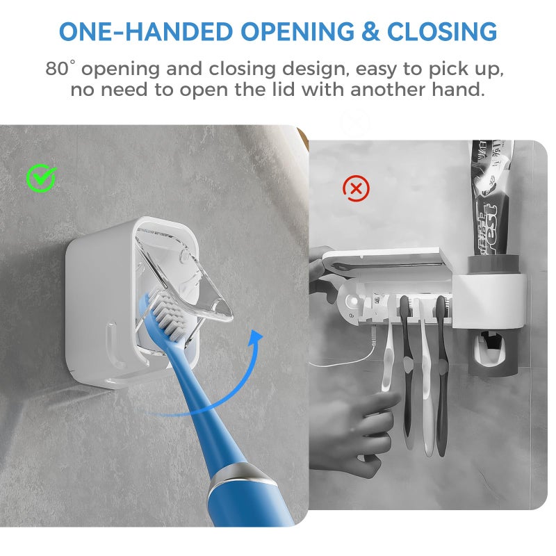 MOPMS Toothbrush Holders for Bathroomã€Innovation Single Slot Designã€‘ 2PCS Toothbrush Holder Wall Mounted with Cover for Shower, Single Toothbrush Dispenser Storage Organizer for Family & Travel - Image 4