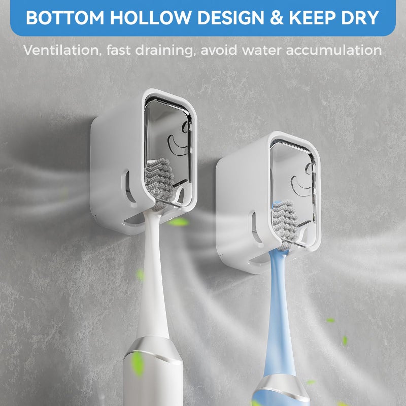 MOPMS Toothbrush Holders for Bathroomã€Innovation Single Slot Designã€‘ 2PCS Toothbrush Holder Wall Mounted with Cover for Shower, Single Toothbrush Dispenser Storage Organizer for Family & Travel - Image 3