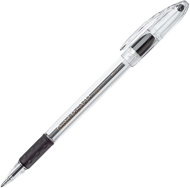 Pentel RSVP Ballpoint Pen, (1.0mm), Medium Line, Black Ink, 12 Pack (BK91PC12A) - Image 2