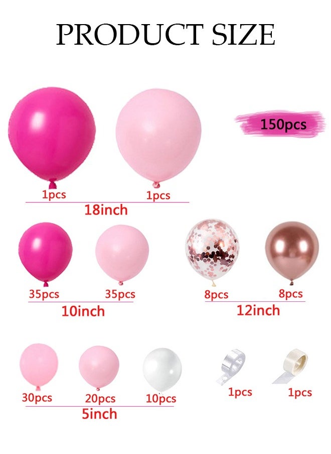 Pink Balloons Garland Arch Kit 150 Pcs 5/10/12/18 Inch Pink Latex Balloons Set For Baby Shower Wedding Birthday Party Background Decorations School Opening Ceremony - pzsku/Z410AD4F2C951A7C9FC61Z/45/_/1702534415/ab67aa06-7211-44fe-b22e-41123cd19a4e