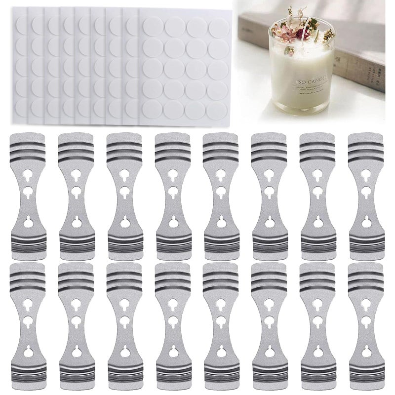 20pcs Candle Wick Holder 180pcs Candle Wick Stickers Silver Stainless Steel Candle Wick Centering Devices Candle Making Supplies for Candle Making Candle DIY