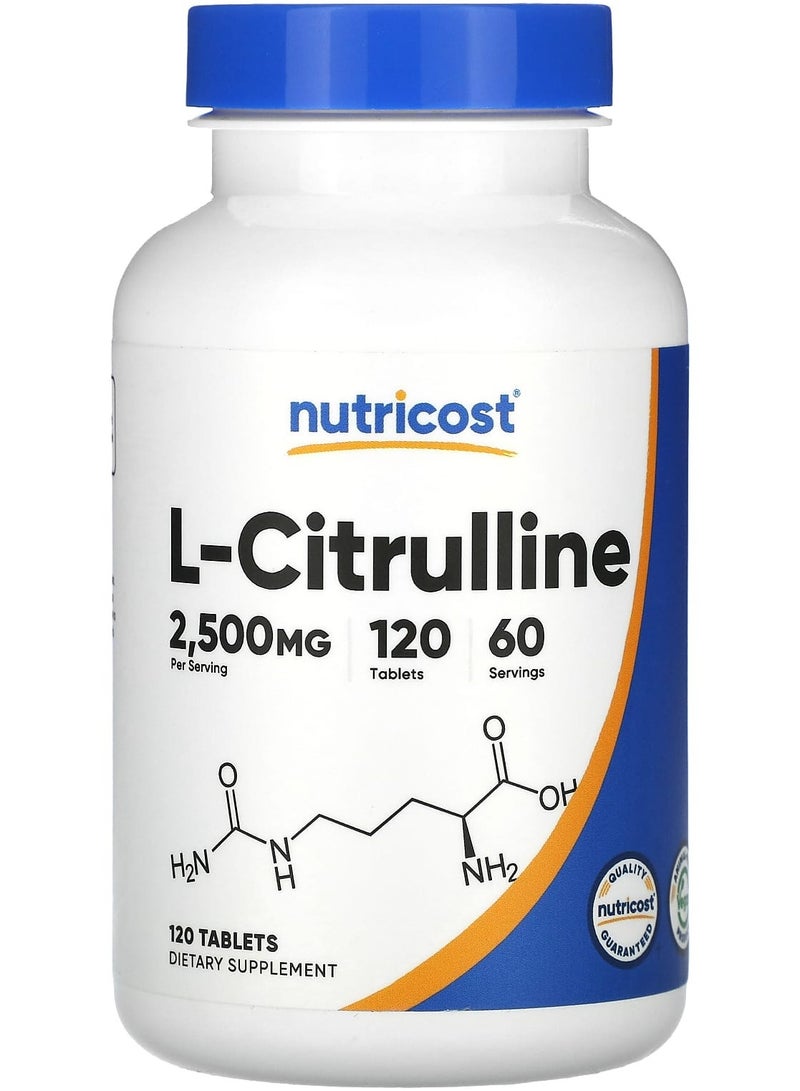 Nutricost L-Citrulline, 2,500 mg, 120 Tablets (1,250 mg per Tablet)