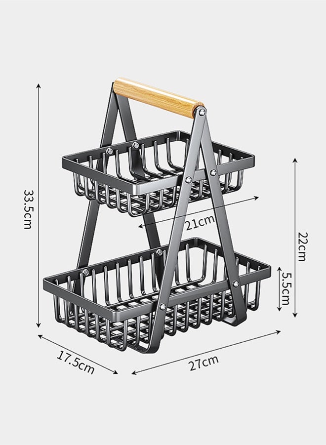wowofa 2-tier detachable household fruit basket, kitchen and living room countertop storage shelf, vegetable basket, handheld basket - Image 3