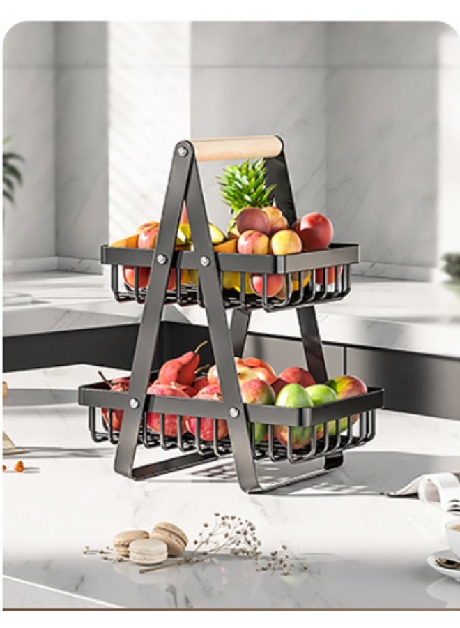 wowofa 2-tier detachable household fruit basket, kitchen and living room countertop storage shelf, vegetable basket, handheld basket - Image 1