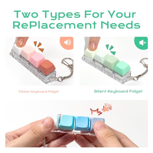 mintcaps Keyboard Fidget Toy 3PCS Keyboard Fidget Keychain Cound Fidget Toys Clicker Fidget Toy Stress Relief Keyboard Fidget Clicker - Image 5