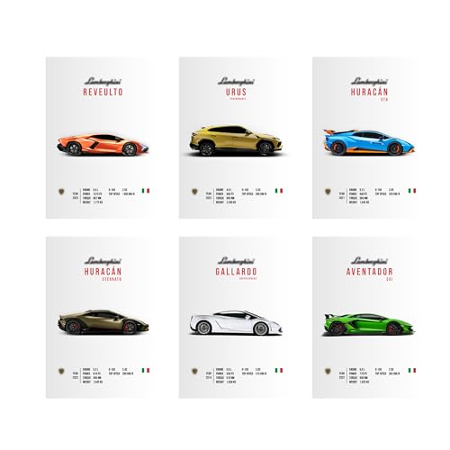 CodersParadise Lambo Wall Posters 8x12 Inch (A4) | Premium Sports Car Prints, Luxury Car Wall Art for Bedroom | Living Room, Office & Garage, Glue Dots Included – Pack of 6 - Image 1