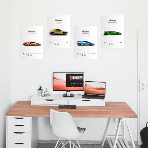 CodersParadise Lambo Wall Posters 8x12 Inch (A4) | Premium Sports Car Prints, Luxury Car Wall Art for Bedroom | Living Room, Office & Garage, Glue Dots Included – Pack of 6 - Image 2