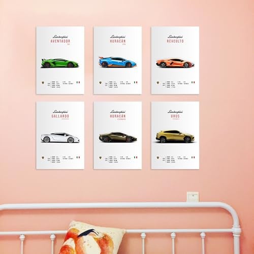 CodersParadise Lambo Wall Posters 8x12 Inch (A4) | Premium Sports Car Prints, Luxury Car Wall Art for Bedroom | Living Room, Office & Garage, Glue Dots Included – Pack of 6 - Image 4