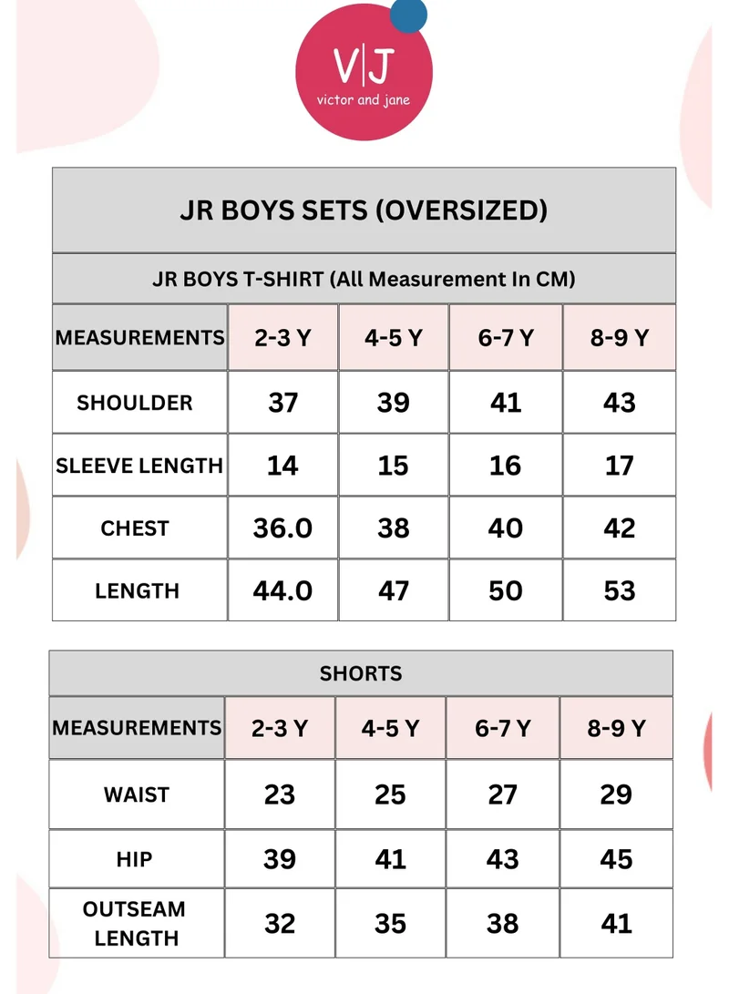 victor and jane Oversized - Boys' Jacquard 2-Piece Set - Polo T-Shirt with Badge Detail and matching Shorts with Pockets,
