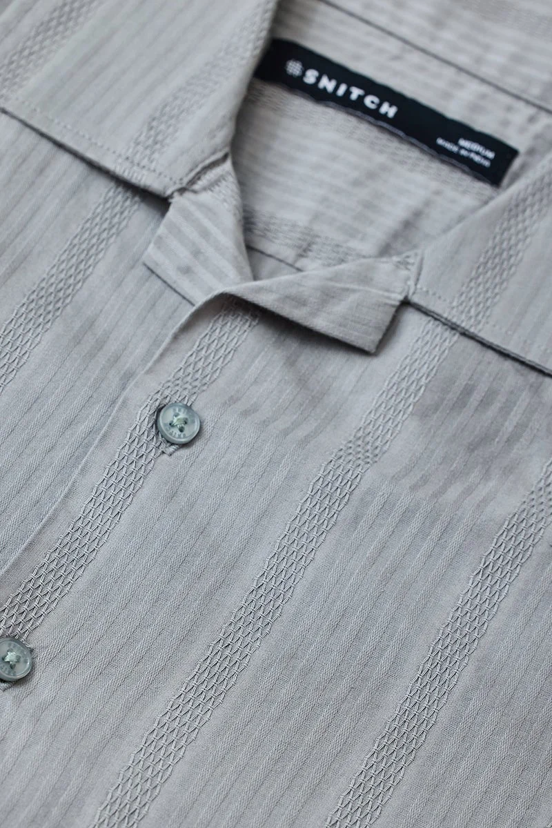 SNITCH Grey Textured Box Fit 100% Cotton Shirt for Men | Best Price UAE
