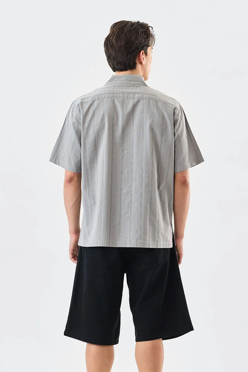 SNITCH Grey Textured Box Fit 100% Cotton Shirt for Men | Best Price UAE