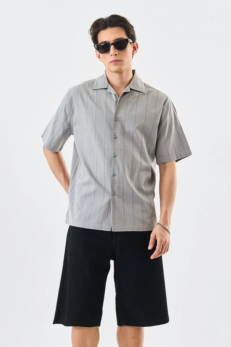 SNITCH Grey Textured Box Fit 100% Cotton Shirt for Men | Best Price UAE