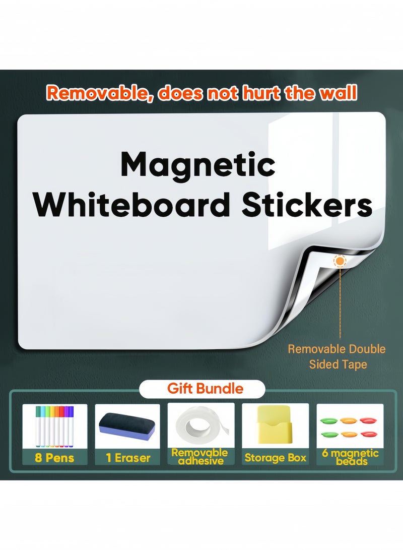 جيجيرو ملصقات السبورة البيضاء المغناطيسية، ورق سبورة بيضاء مغناطيسي قابل للمسح الجاف، ملصق سبورة بيضاء مغناطيسي ذاتي اللصق، 120 × 150 سم - Image 1