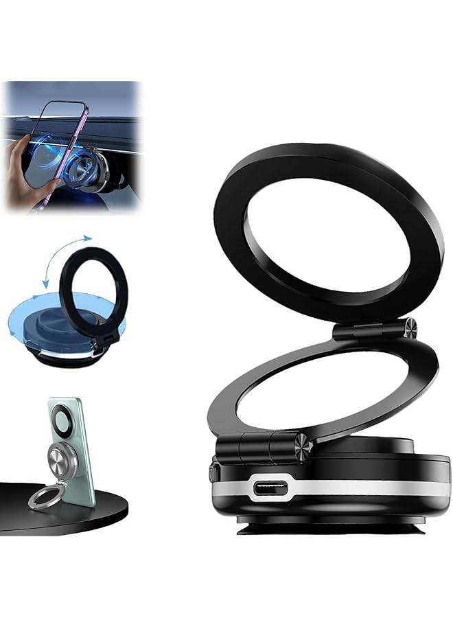 KASTWAVE Foldable Car Magnetic Phone Mount, 360 Rotatable Adjustable Phone Holder Rack, Car Suction Phone Mount For Desk, Strong Suction For Car & All Smooth Surface - Image 1