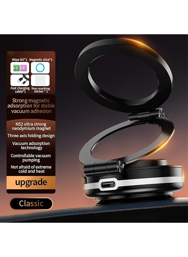 KASTWAVE Foldable Car Magnetic Phone Mount, 360 Rotatable Adjustable Phone Holder Rack, Car Suction Phone Mount For Desk, Strong Suction For Car & All Smooth Surface - Image 3