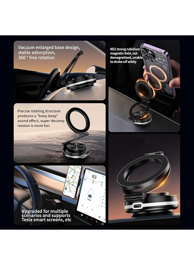 KASTWAVE Foldable Car Magnetic Phone Mount, 360 Rotatable Adjustable Phone Holder Rack, Car Suction Phone Mount For Desk, Strong Suction For Car & All Smooth Surface - Image 5