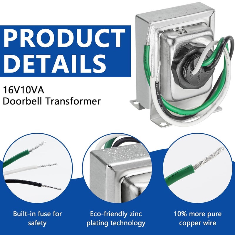 Funmit Doorbell Transformer 16V 10VA Compatible with Ring Wired Video Doorbell - Image 3