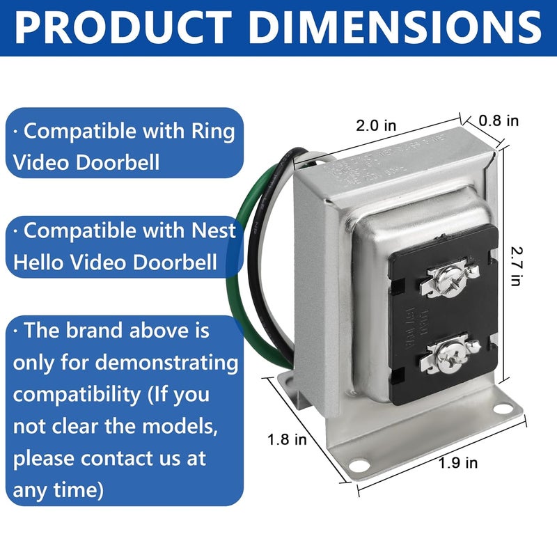 Funmit Doorbell Transformer 16V 10VA Compatible with Ring Wired Video Doorbell - Image 4