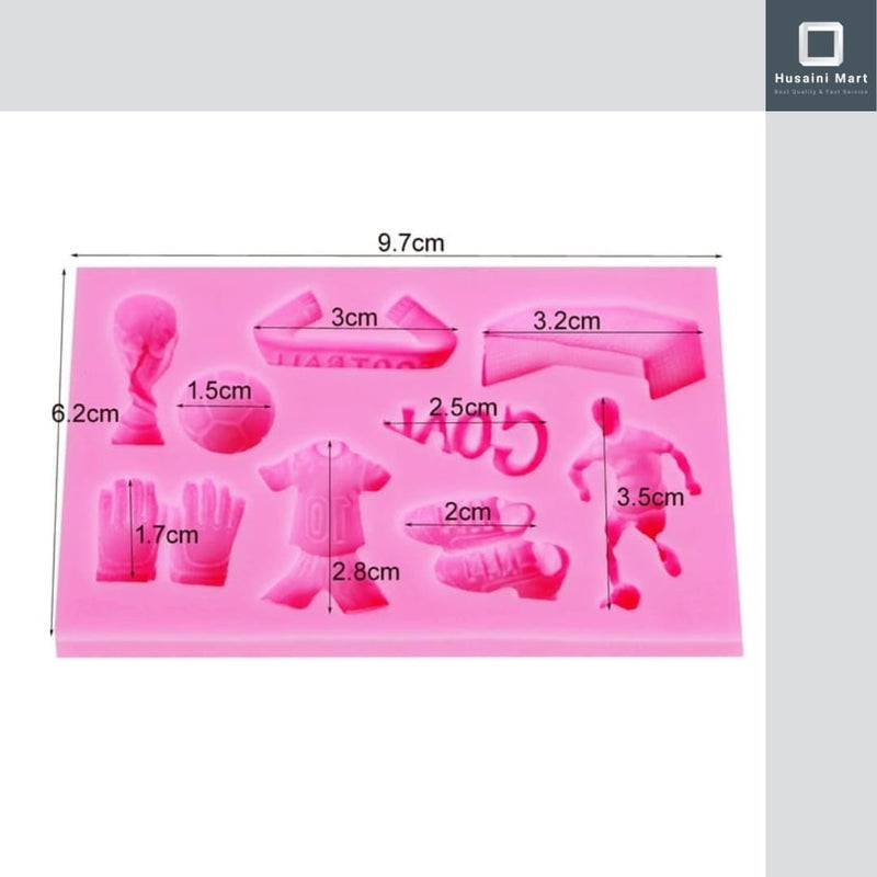 Husaini Mart HUSAINI MART Multicolour Football Cake Pop Mould 1 Piece Football Cake Decorations Silicone Chocolate Mould with Soccer Gloves Sportswear Trophy Goal Player Ball Shoes Shaped Fondant Baking Mould  - Image 2