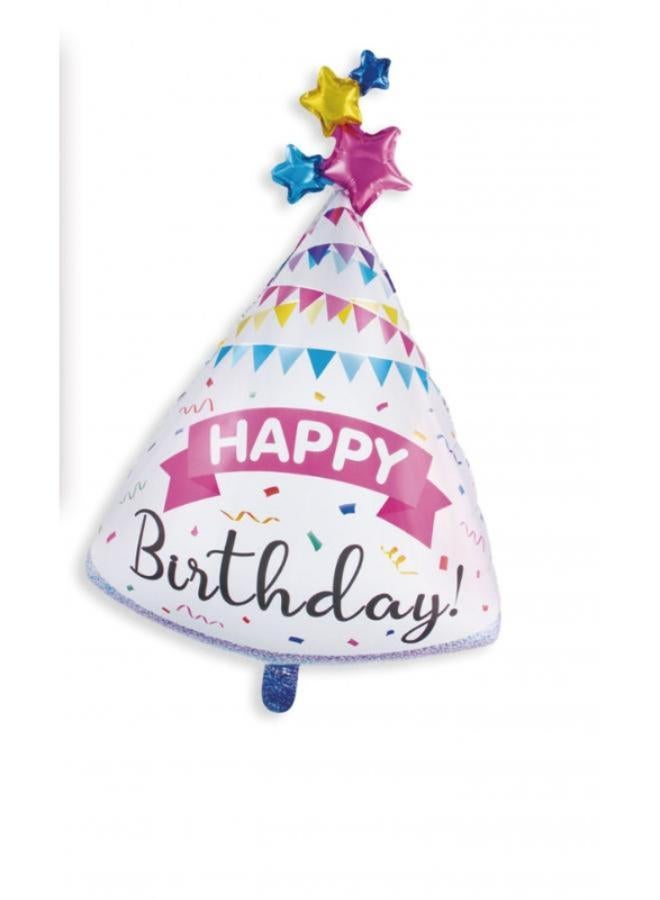 Holographic Happy Birthday Hat Sparkle Banner