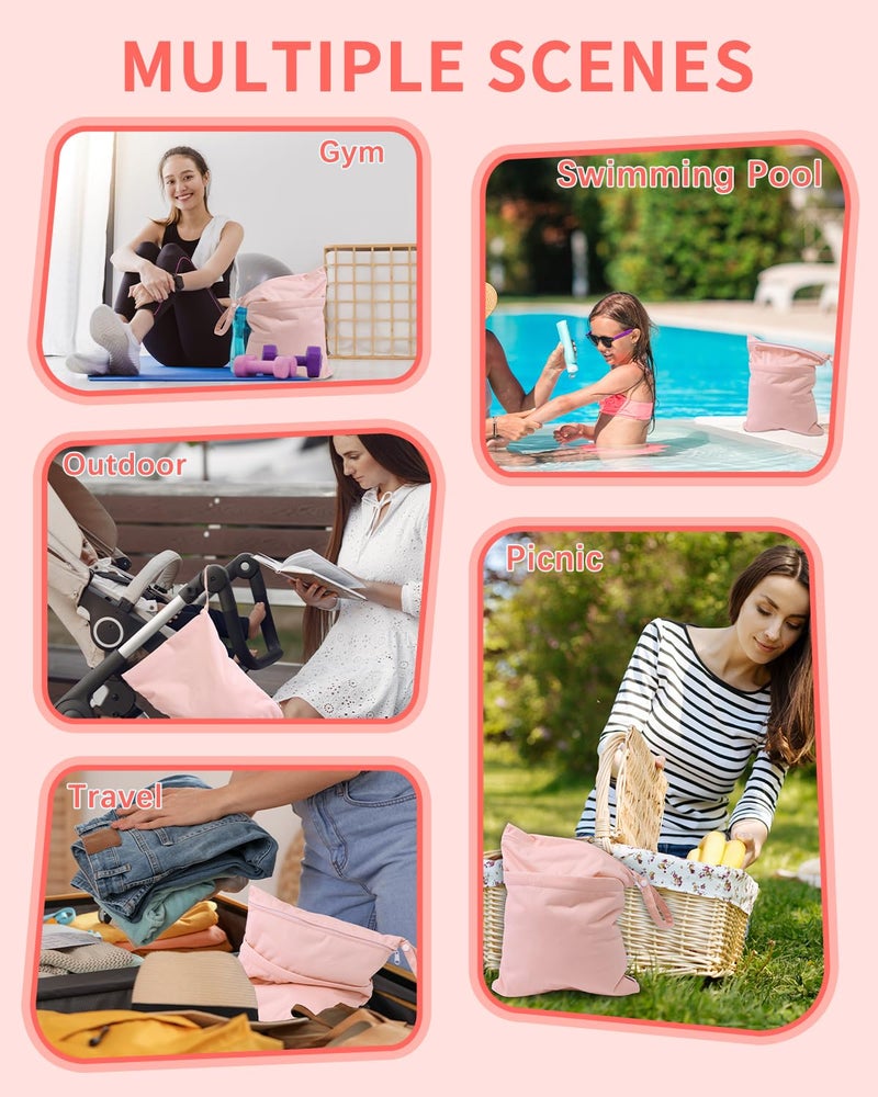 babygoal Wet Dry Bags for Baby Cloth Diapers, Washable Travel Bags, Beach, Pool, Gym Bag for Swimsuits & Wet Clothes with 2 Pockets 3 Pack 3LN09 - Image 3