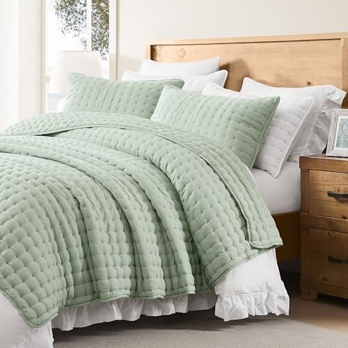 WDCOZY Sage Green California Oversized Cal King Size Quilt Bedding Sets with 2 Pillow Shams, Lightweight Soft Bedspread Coverlet Bed Cover for All Season, 3 Pieces, 116x106 inches - Image 4