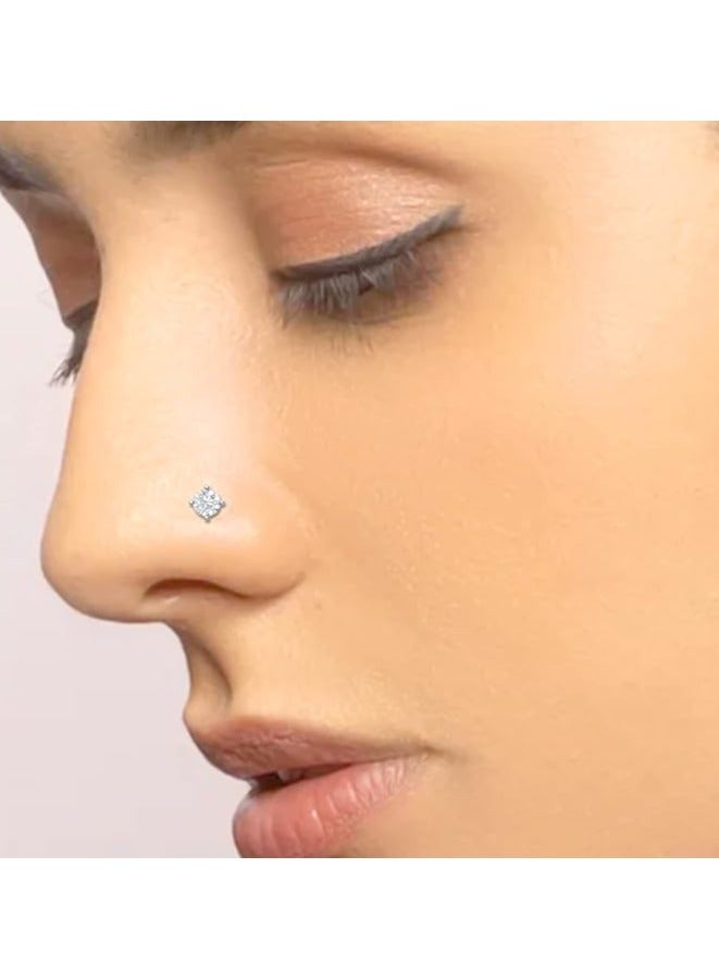 مسمار أنف من الألماس سوليتير ذو 4 شقوق 0.03 قيراط من الذهب عيار 18 قيراط (VS-GI)  - Image 3