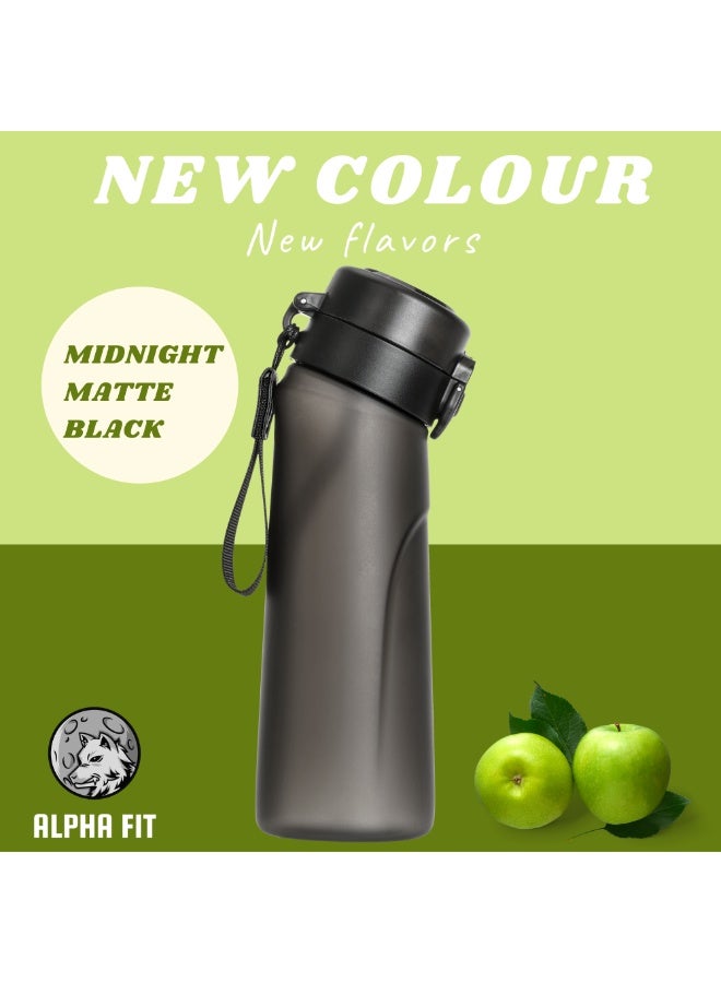 ألفا فت زجاجة مياه Alpha Fit PRO متوافقة مع Air Up سعة 750 مل بلمسة مطفية فاخرة مع 3 كبسولات نكهة – أسود جديد - Image 2