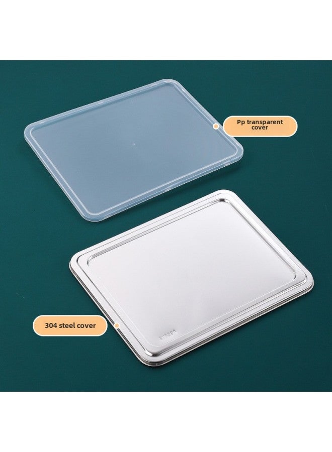 Thickened Stainless Steel Fast Food Plate Lid Large Small Size 304 Panels Rice Plate Steel Lid Plastic Lid Dinner Plate Special Lid-Specifications:28*22cm Square-Color:304 Stainless Steel Lid  - Image 2