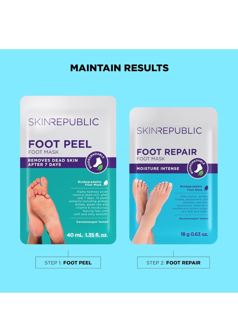 سكين ريبابلك قناع إصلاح القدم (3 أزواج) - قناع مرطب للقدم بزبدة الشيا، والجنكة بيلوبا، والشاي الأخضر، والنعناع، ​​والأعشاب البحرية لتنعيم الكعبين الخشنة والجافة، وتهدئة وإصلاح وتجديد البشرة التالفة. - Image 5