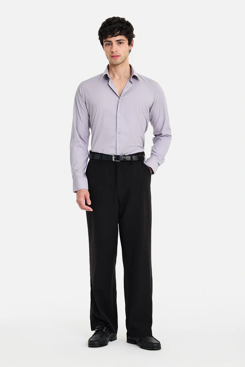 SNITCH Mauve Solid Long Sleeve Slim Fit Formal Luxe Shirt