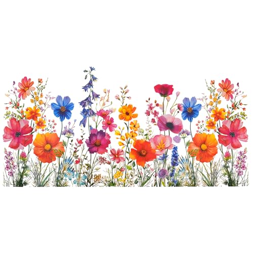 NYEONHRT 2-Pack Window Decals for Glass Windows, Removable Flower Window Clings, Double-Sided Freely Cut-to-Size Bouquet Decor for Home and Office C - Image 1