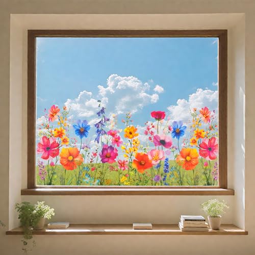 NYEONHRT 2-Pack Window Decals for Glass Windows, Removable Flower Window Clings, Double-Sided Freely Cut-to-Size Bouquet Decor for Home and Office C - Image 4
