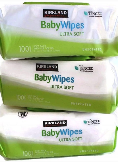 Baby Wipes, Ultra-Soft, Unscented, 100 Count Wipes Pack of 6