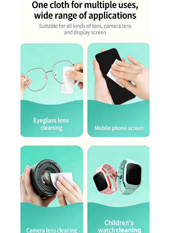 100 wipes（7*15cm）No Alcohol Lens Cleaning Wipes for Eyeglasses,Individually Wrapped,Can be used for mobile phone screen, tablet computer, camera lens and other electronic screen - Image 2