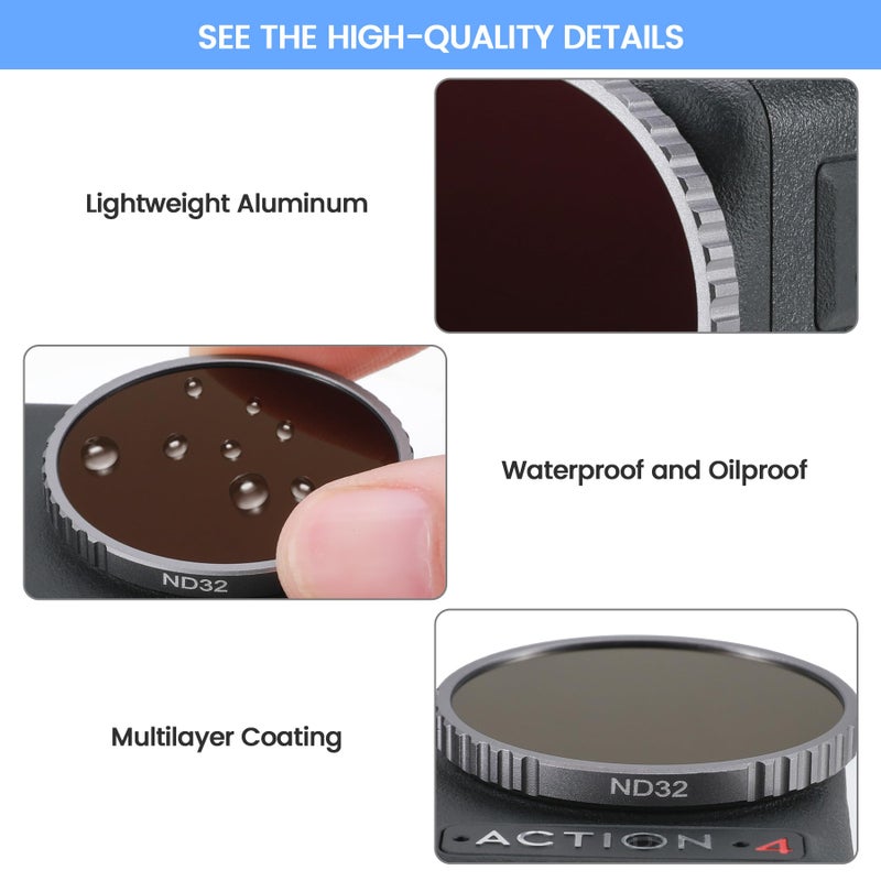 Skyreat SKYREAT ND Filters Set for DJI Osmo Action 4 Accessories-4 Pack (CPL,ND8,ND16,ND32)  - Image 3