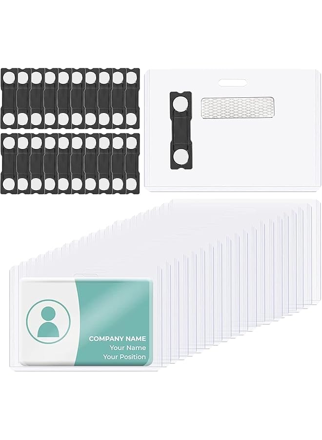 erorex Clear Vinyl Magnetic Badge Holder 3”X2” Horizontal Id Card Name Tag Waterproof Magnet Name Tags Clear Name Badge Magnets Holder Reusable Waterproof For Teachers Doctors Nurses 25 Pack - Image 1