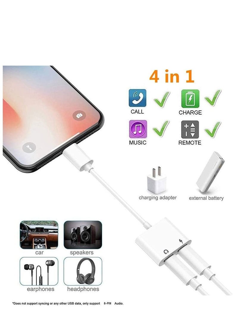 SYOSI For iPhone Headphones Adapter Splitter, 2 in 1 Dual Charger Cable Audio Adapter Converter for iPhone 12/11/XS/XR/X/8/7/6/iPad, Support Calling+Charging+Music Control  - Image 2