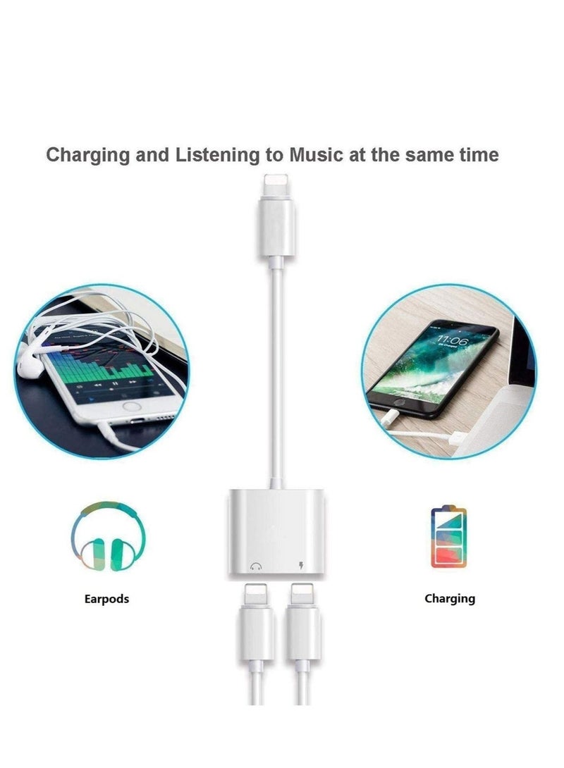 SYOSI For iPhone Headphones Adapter Splitter, 2 in 1 Dual Charger Cable Audio Adapter Converter for iPhone 12/11/XS/XR/X/8/7/6/iPad, Support Calling+Charging+Music Control  - Image 4