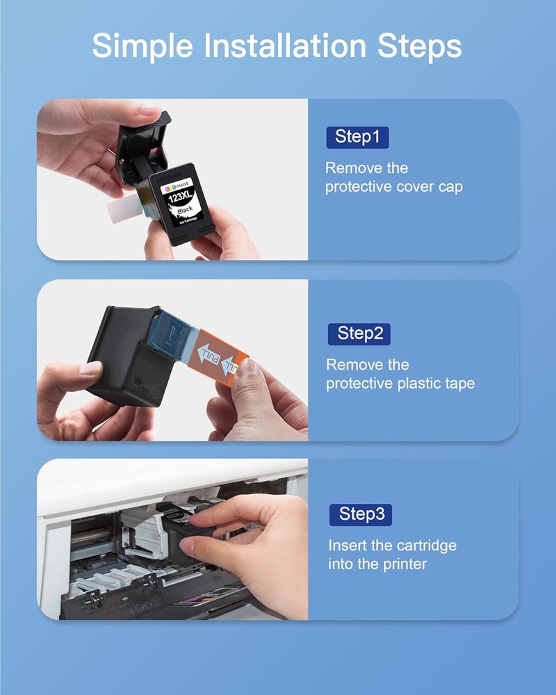 GPC Image 123XL Ink Cartridge Replacement for HP 123XL for Deskjet 2130 2620 2630 2632 3639 Envy 4513 4521 4522 4520 Officejet 4560 3830 (2 Pack) - Image 5