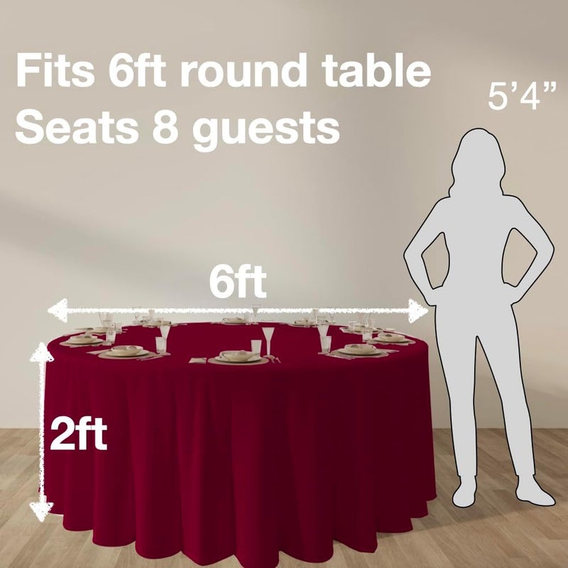 Urby Regular scheduled transit Round Tablecloth for 1.5–1.8 m Round Folding Table with 6 Chairs, 304.8 cm, Burgundy, Ideal for Party, Wedding, Banquet and Events Repeated detach compatible build - Image 2